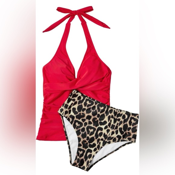 🐆❤️Sexy Halter Tankini Bathing Suit Slimming Tummy Control Swimsuit❤️‍🔥NWOT-SZ L - Picture 7 of 8